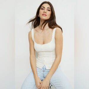 Elegant White Lace Trimmed Women's Top